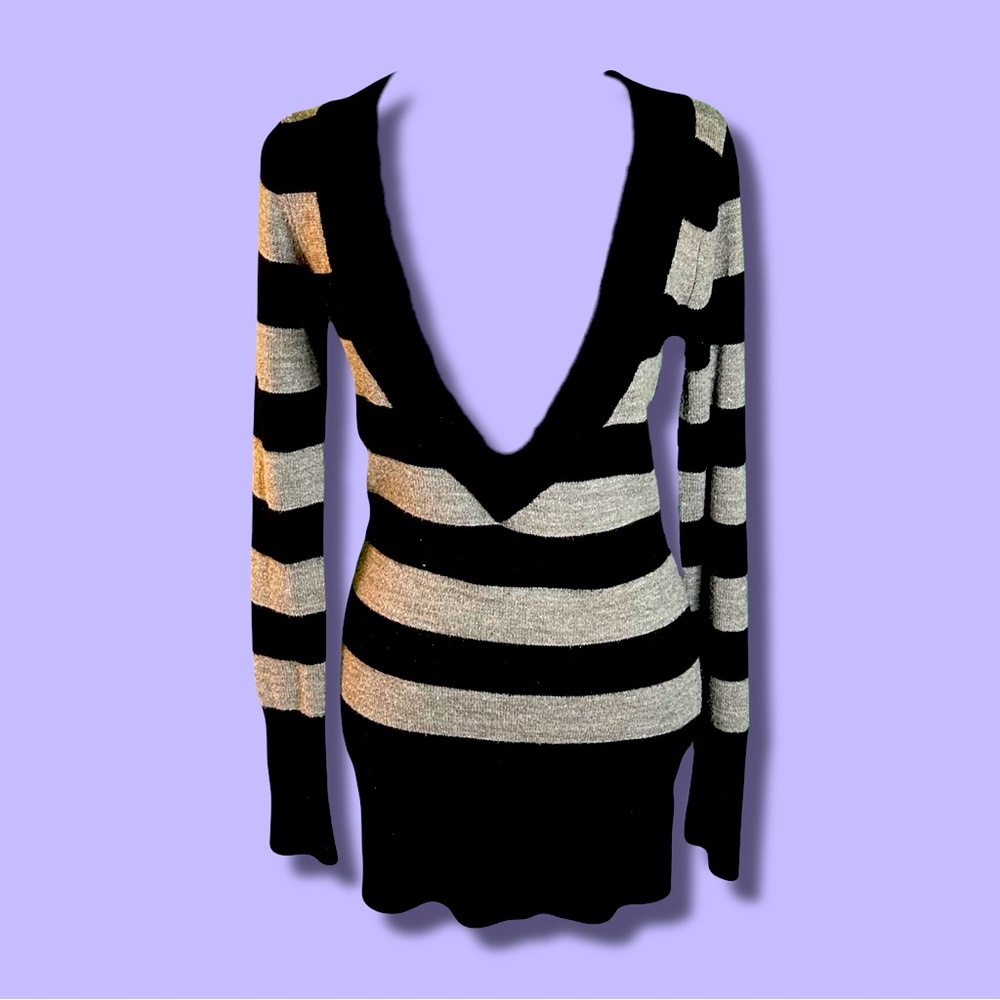 Y2K Energie V-neck Striped Sweater Dress